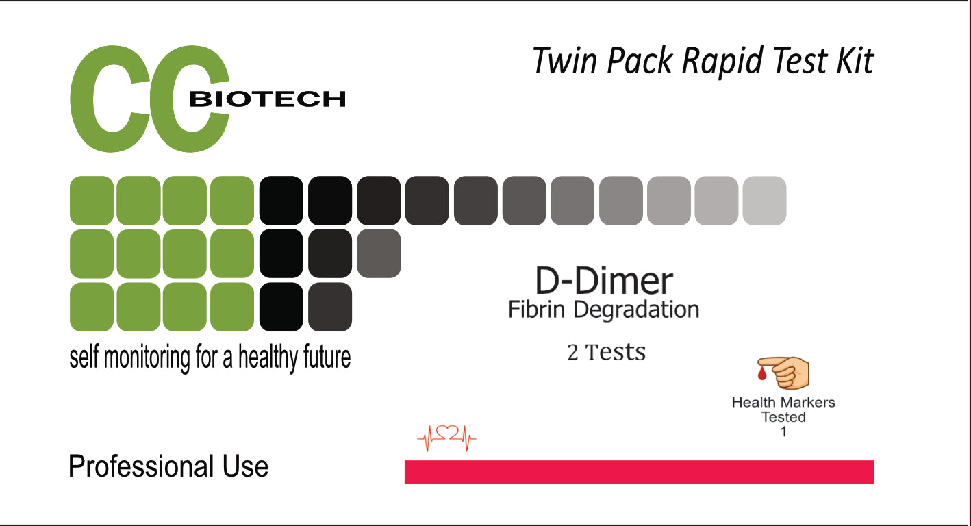 Twin pack D Dimer Cardiac Rapid Result Test. 2 tests