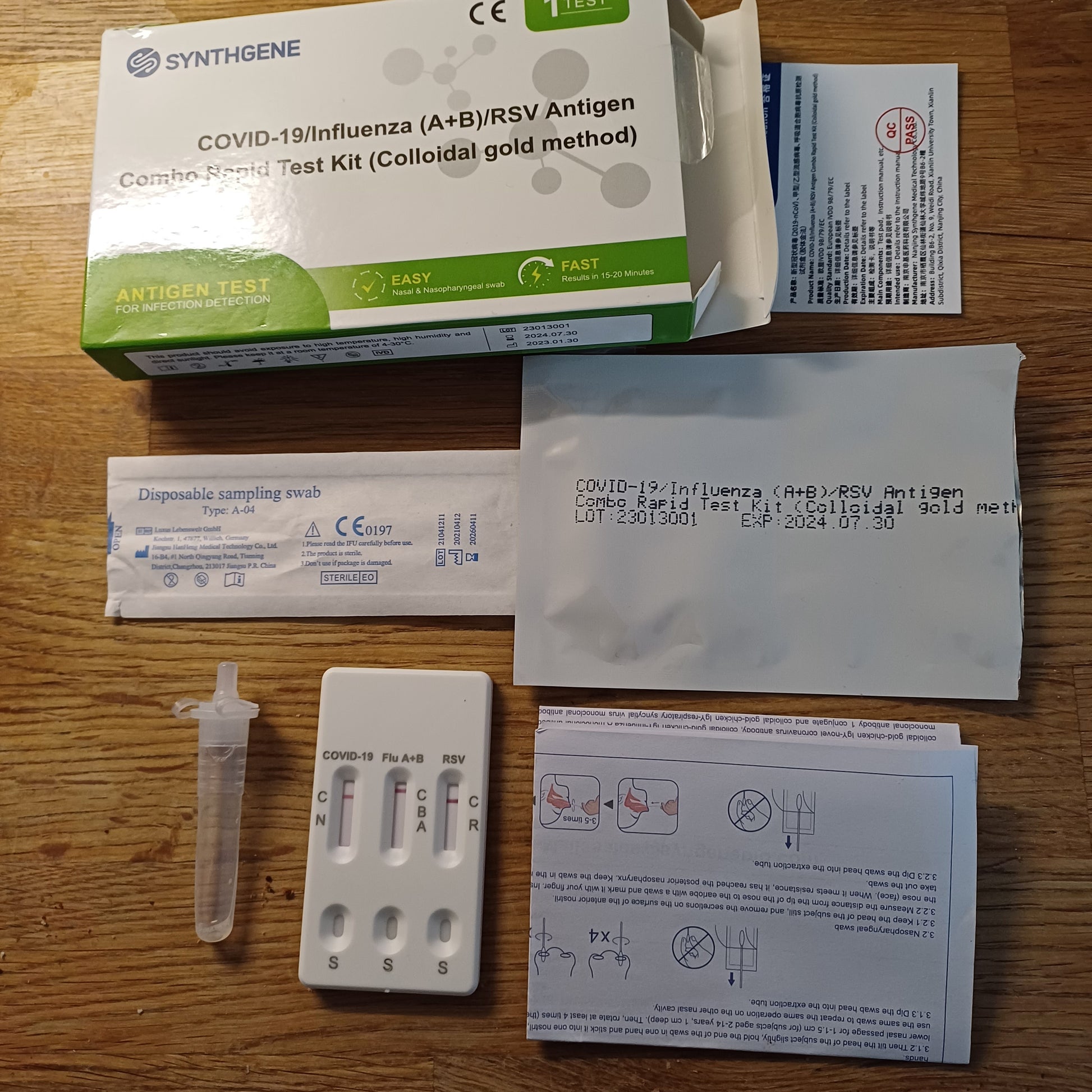 100 x covid 19 lateral flow test with Influenza A & B plus RSV Combo rapid test