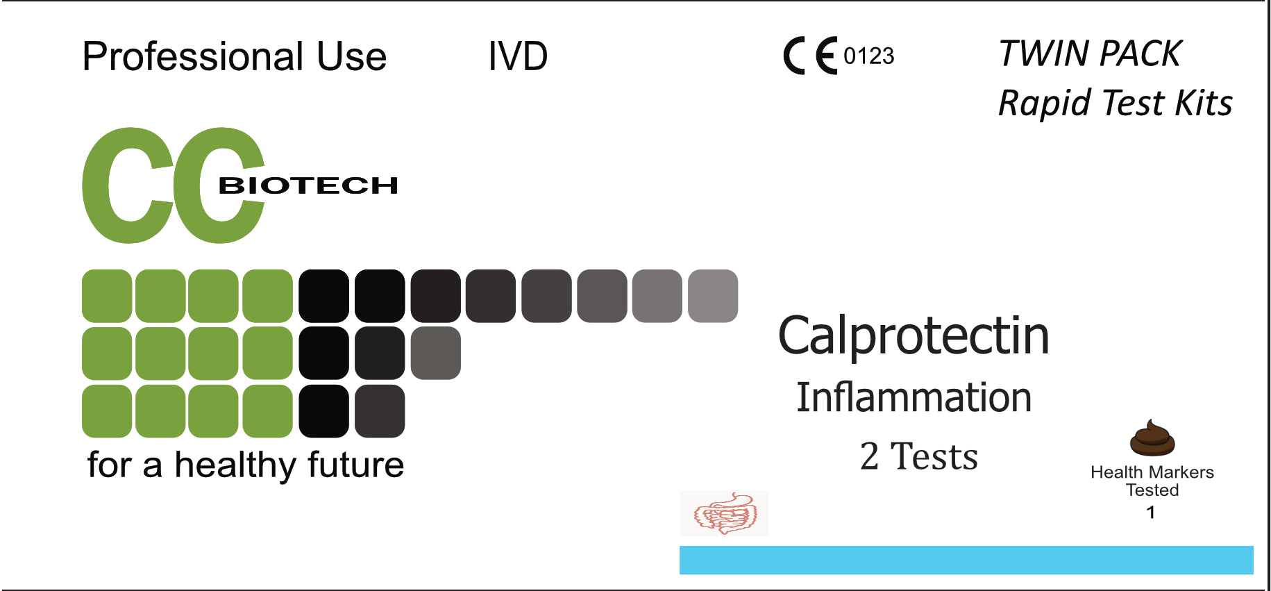 Twin Pack. Calprotectin -  IBS, Abdominal Inflammation. Rapid Test Kit. 2 tests.