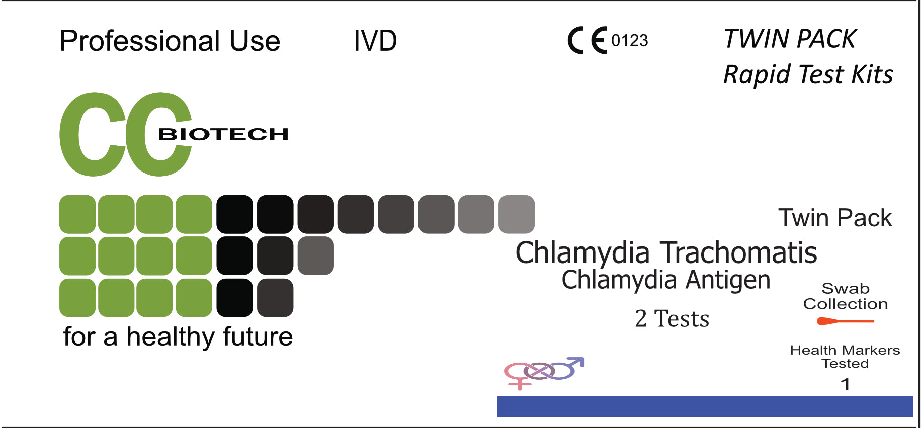 Twin pack Chlamydia Rapid Test Kit. 2 tests 1 box