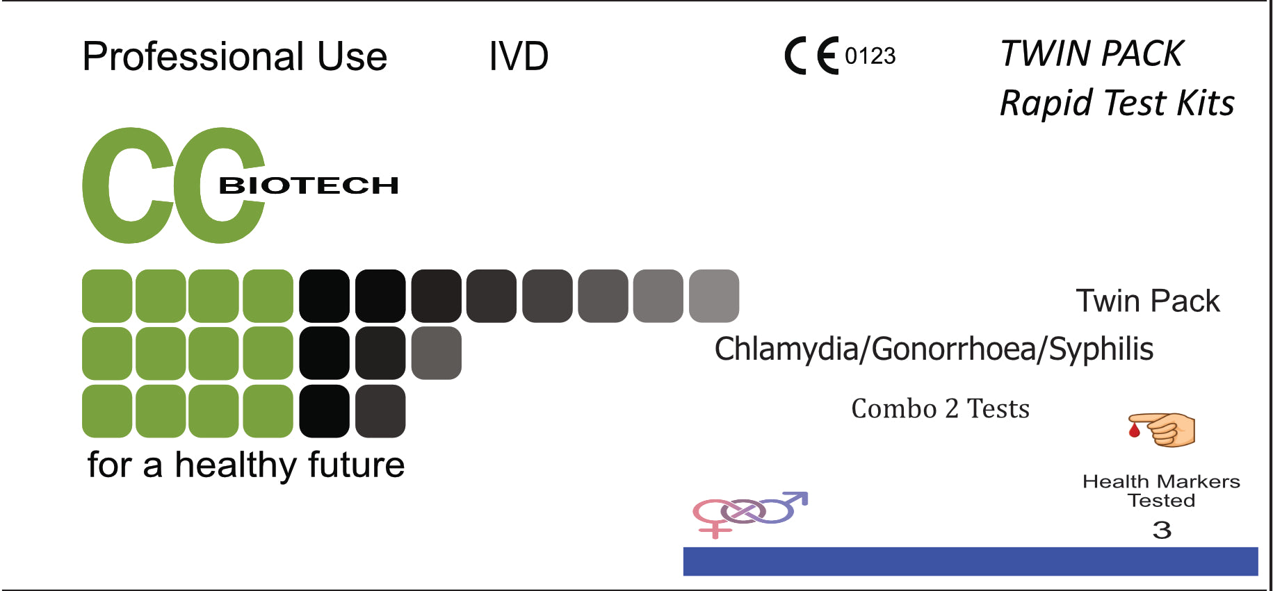 2 each of Chlamydia, Gonorrhoea and Syphilis Trio Rapid Tests. 6 individual kits.