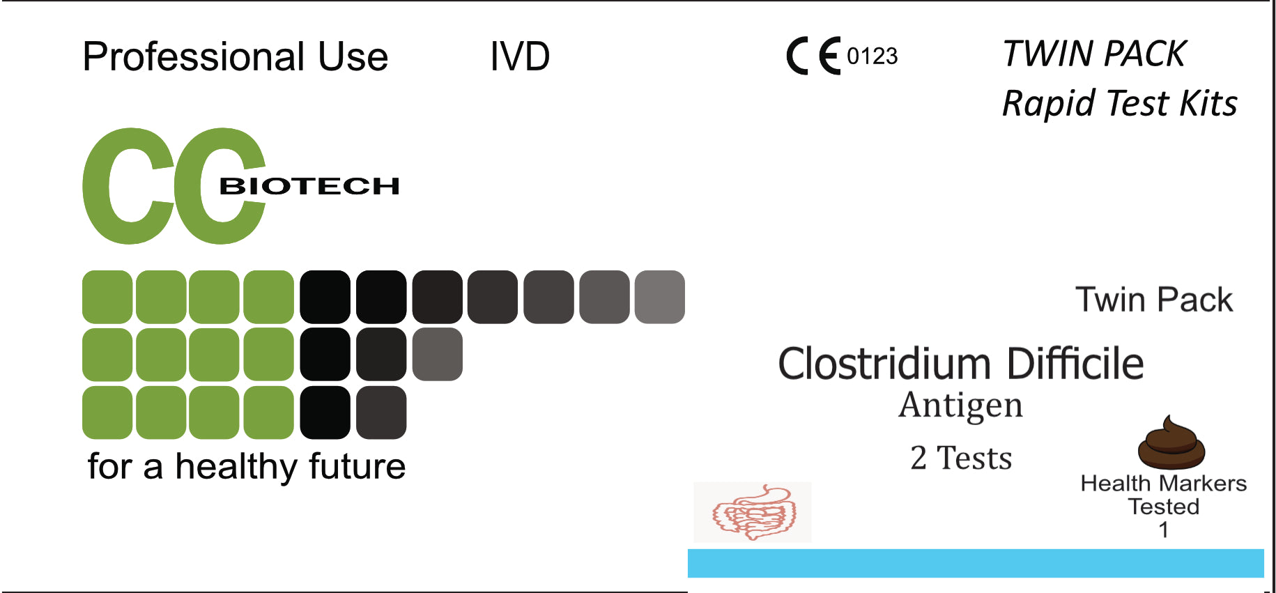 Twin Pack Clostridium Difficile Rapid Result. Gastro Indicator. 2 test in 1 box