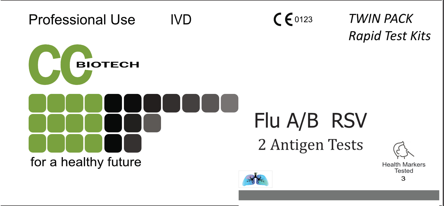 Five Pack 3 in 1 Test Kit for  Influenza Flu A and B, RSV. 5 tests