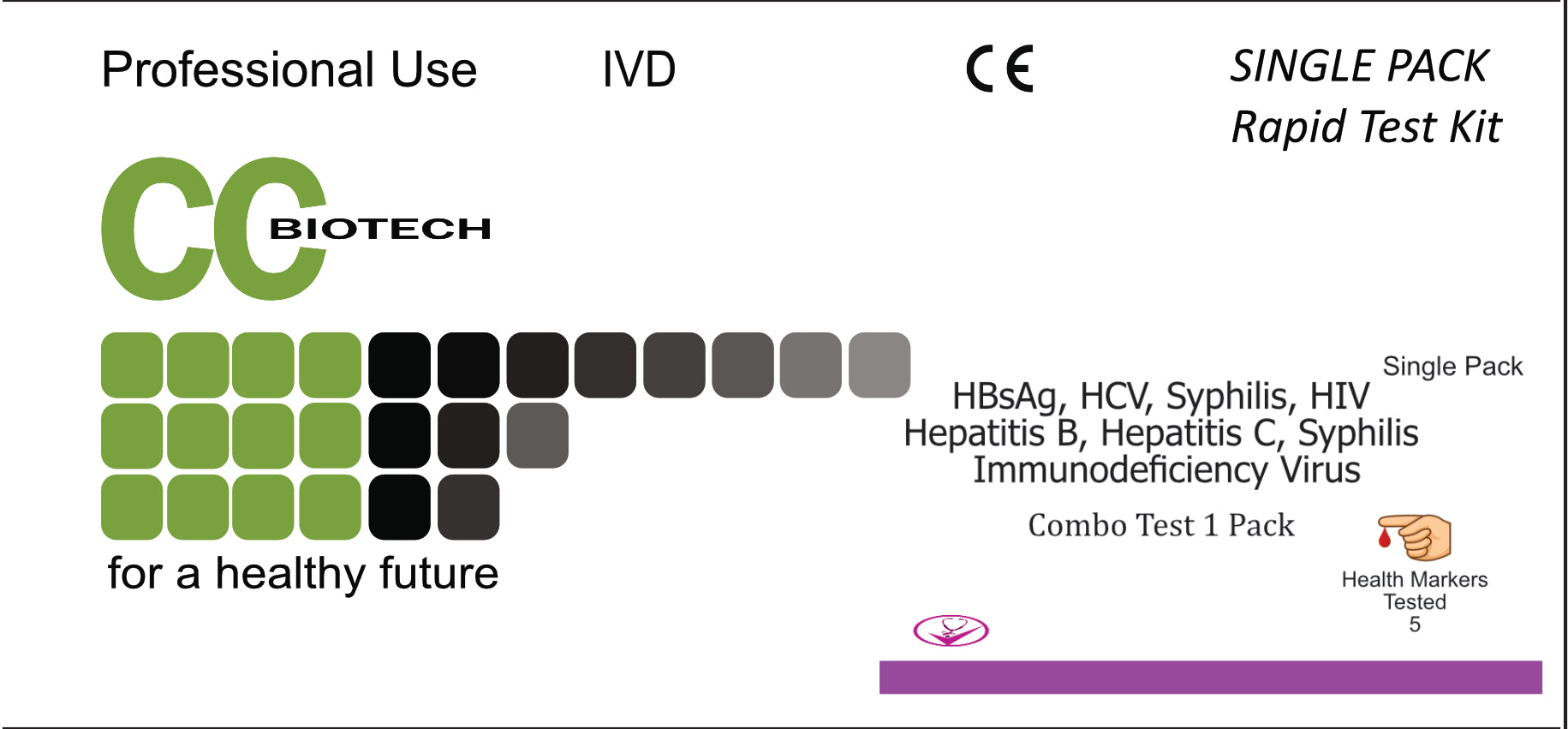Five Pack. Combo 4 test (immuno, HB, HC, SYPH)  Rapid Result Kit. 5 tests.