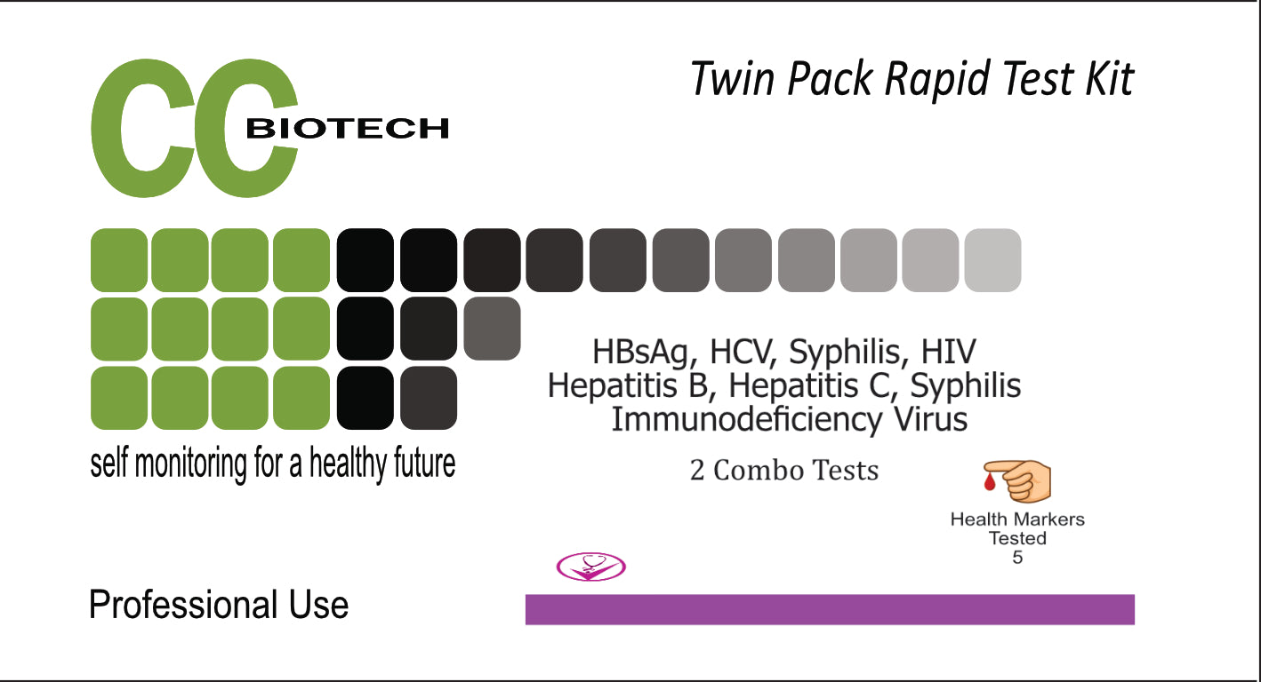 Twin Pack. Combo 4 test. Hepatitis & STI  Rapid Result Kit. 2 full combo tests.