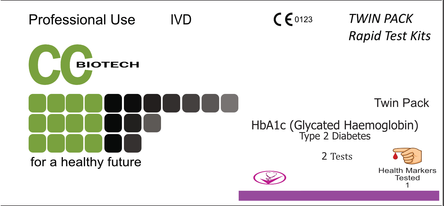 Twin pack HbA1c Diabetes Rapid Result Test  2 Tests in 1 box