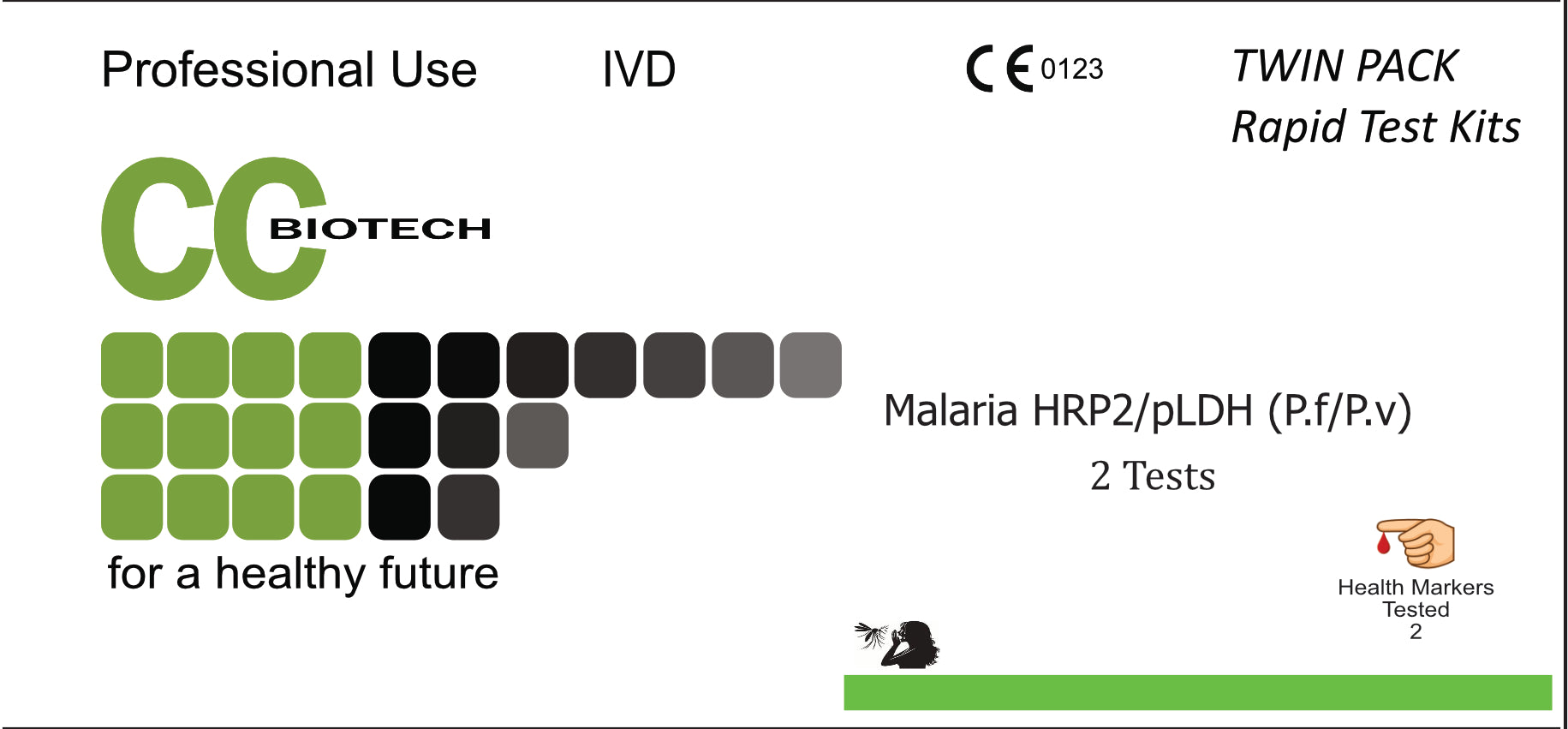 2 individual kits. Malaria HRP2/pLDH (P.f/P.v) Antibody Rapid test Kit