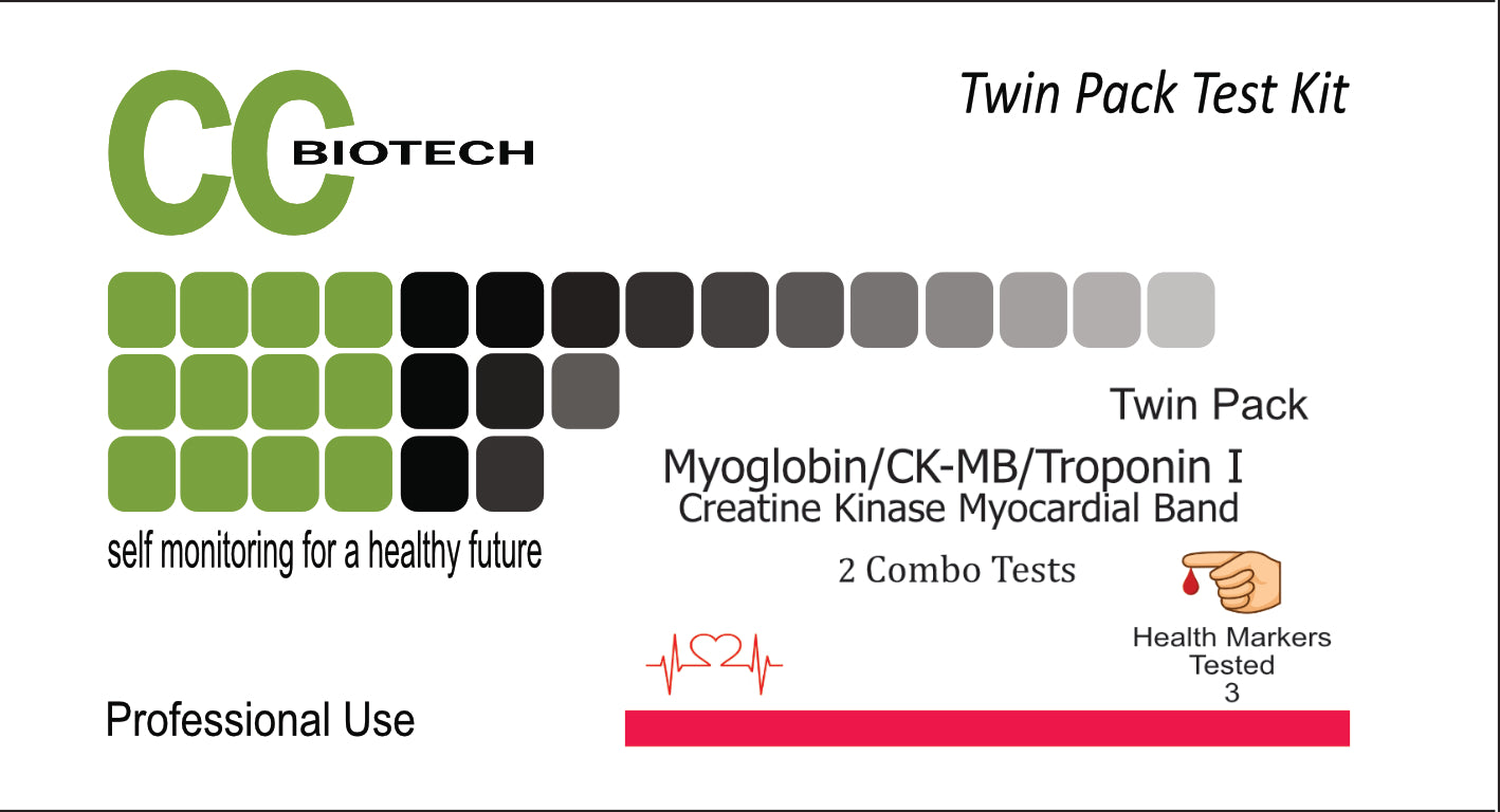 Twin Pack. Combo 3 test Myoglobin/CK-MB/Troponin I .Rapid Test.  2 tests one box
