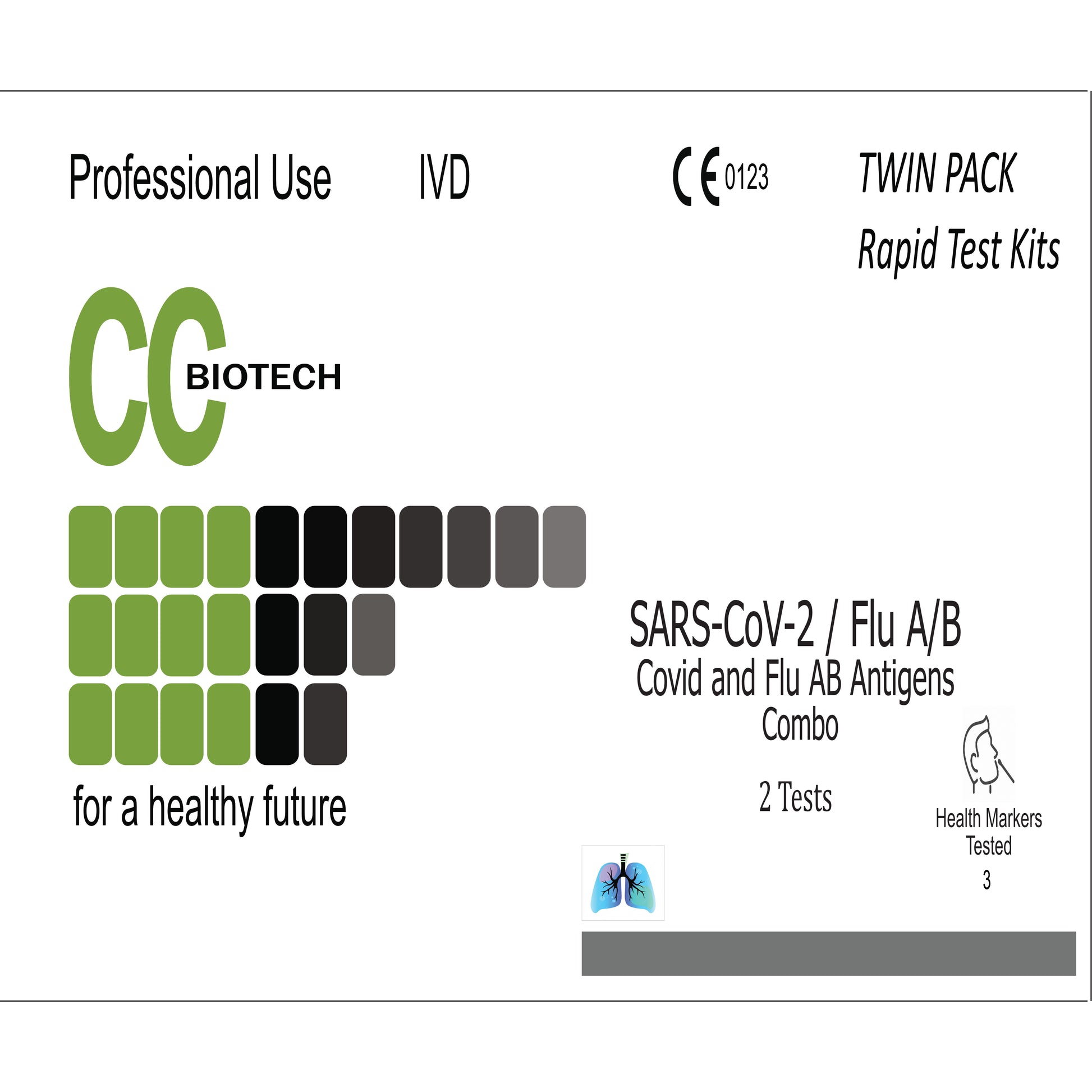 2 x SARS-CoV-2  (covid 19) Influenza A and B Antigen Rapid Test.